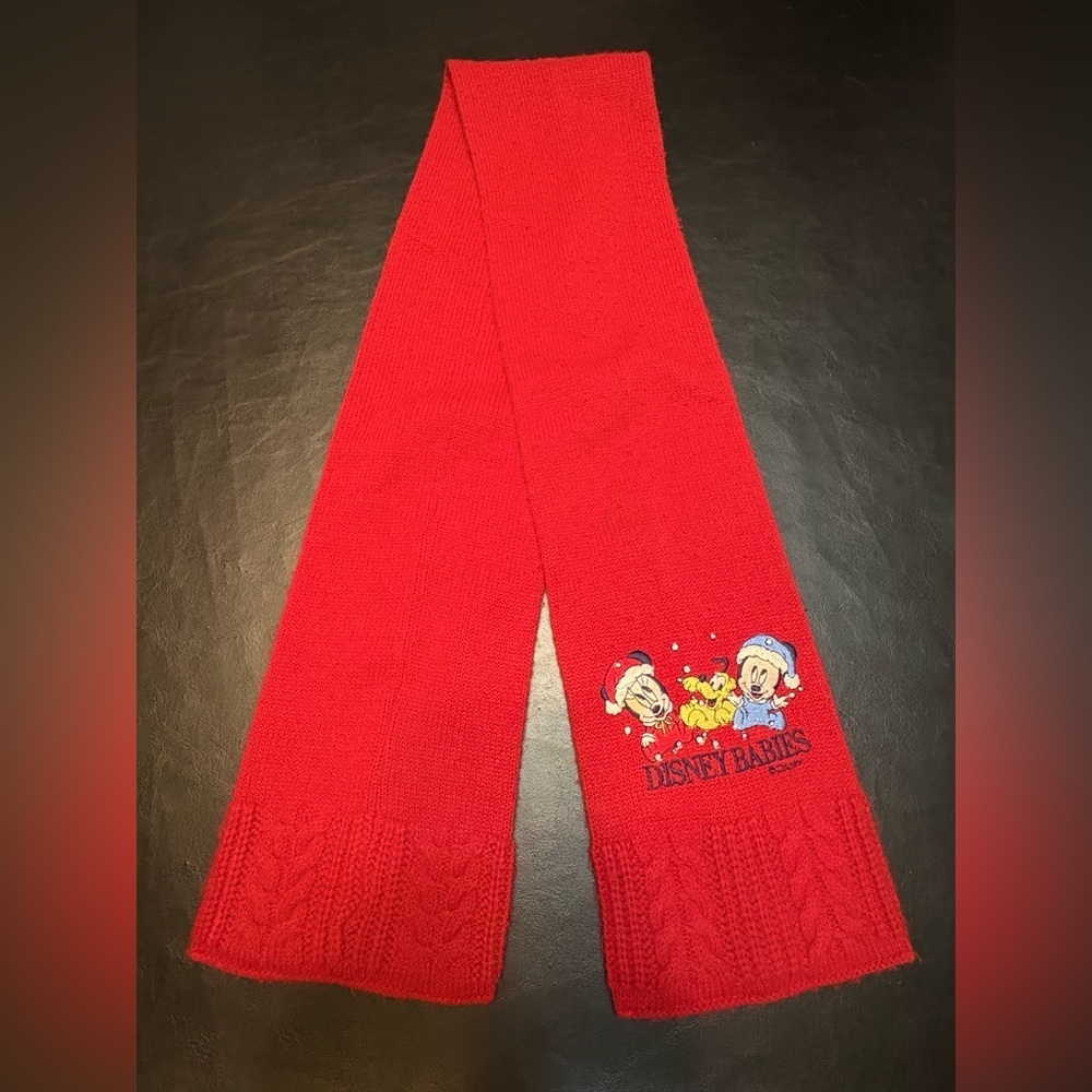 Vintage Disney Babies Vibrant Red Knit Scarf